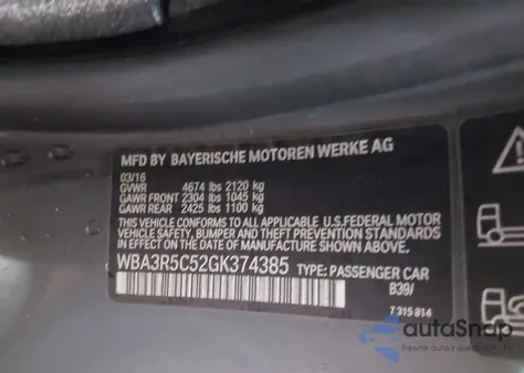 2016 BMW 435I xDrive z USA, uszkodzony, nr VIN WBA3R5C52GK374385